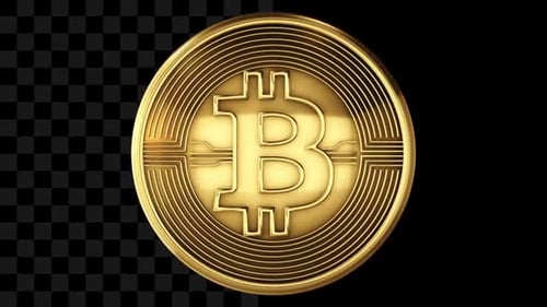 Golden Bitcoin Coin Rotating for Cryptocurrency Finance Projects