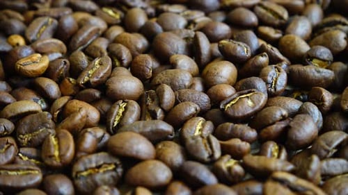 Rotating background from coffee beans.