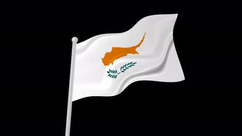 Animated Cyprus National Flag Waving Seamlessly on Black