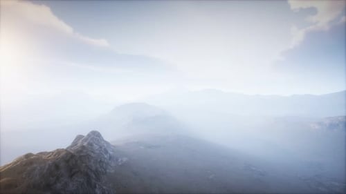 Volcano Crater Landscape with Fog