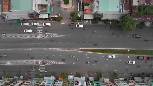Aerial Drones Take a Beautiful View of the City From a Bird's Eye View with Skyscrapers or Tall