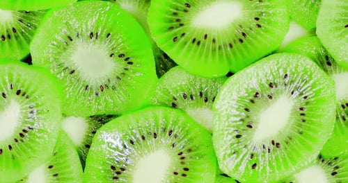 Fresh Green Kiwi Fruit Slices Close Up