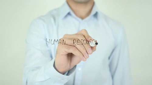 Writing Human Resources on Clear Surface