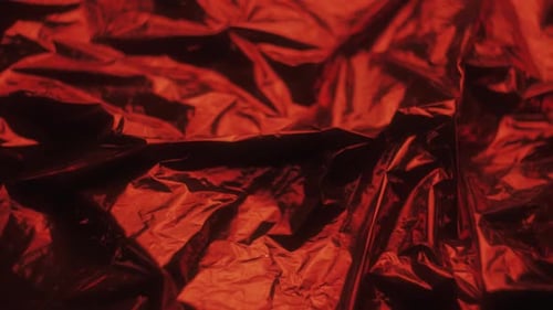 Abstract Close-Up of Crumpled Red Metallic Material