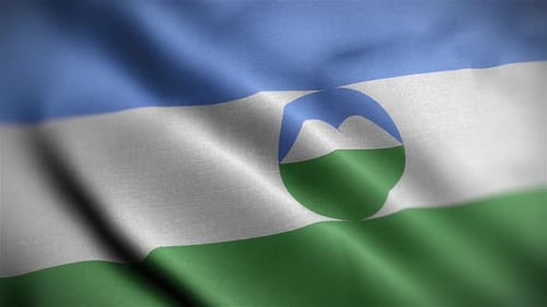 Realistic Waving Flag Animation with Mountain Symbol