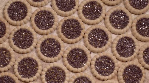 Overhead Shot of Cookies with Marmalade and Sprinkles