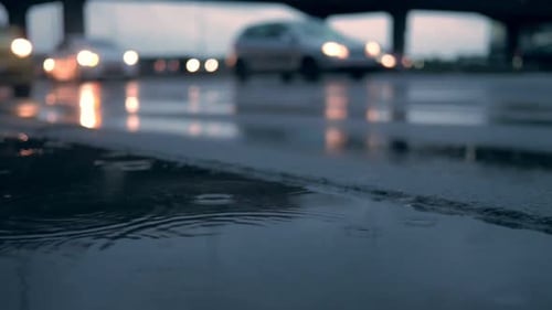 Regen Abend Verkehr Stadt Stadt Verkehr Licht
