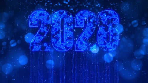 Futuristic 2028 Digital New Year Particle Animation