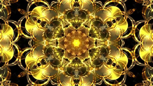 Shining Golden Ornate Kaleidoscope Background Loop