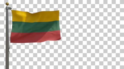 Waving Lithuania Flag on Alpha Channel with Realistic Fabric