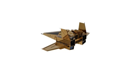 3D Futuristic Golden Spacecraft Rotating Animation