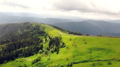 Aerial Drone View: Fabulous View of the Carpathian Mountains in Ukraine, The Mountain Tops Are