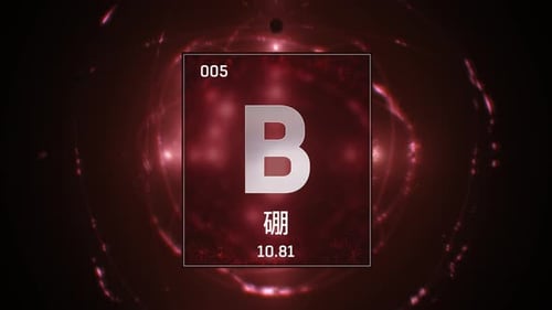Futuristic Boron Element Periodic Table Digital Display