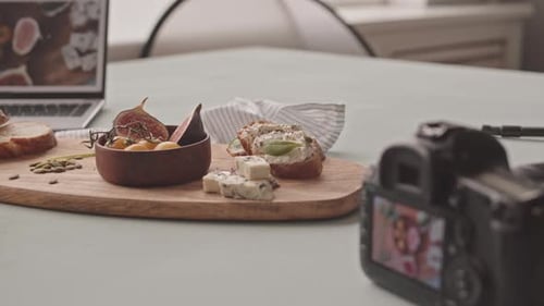 Food Prep on Wooden Board for Photography