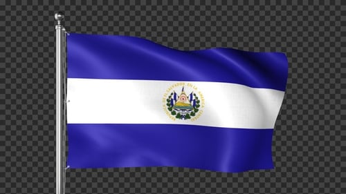 Seamless Loop El Salvador Flag Waving with Alpha Channel
