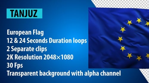 Waving European Union Flag Animation with Alpha Channel