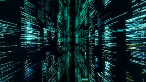 Codes sources dans le cyberespace sur fond noir