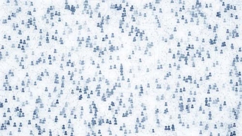 Animated Network of Connected People Icons with Digital Data Flow