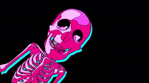 Esqueleto andante de dibujos animados en 4K