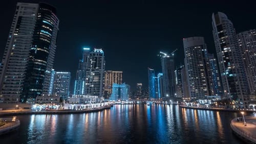 Night timelapse in Dubai Marina
