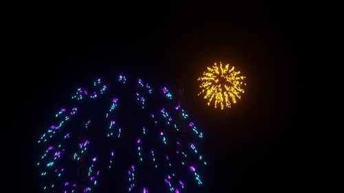 Vibrant Neon Fireworks Explosions Celebration Pack