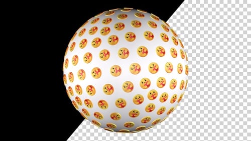 Animated 3D Sphere with Tongue Out Emojis Seamless Loop