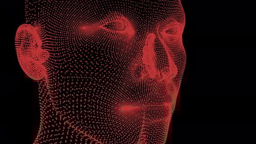 Digital Human Head Wireframe Scan Technology Animation