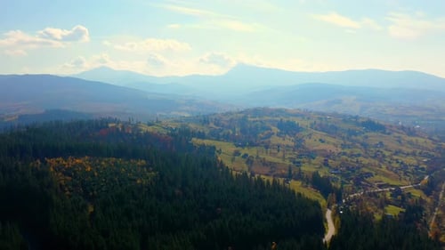 Aerial Drone Video Flying Over Carpathians Mountains, Ukraine, Europe