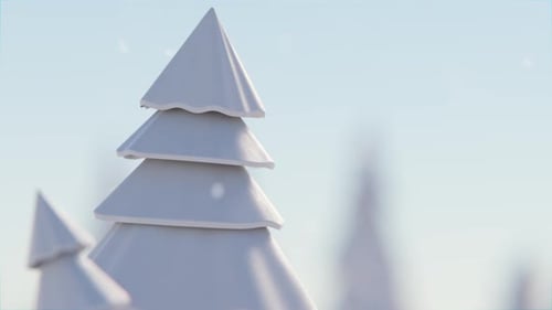 Modern Animated 3D Christmas Trees with Falling Snow