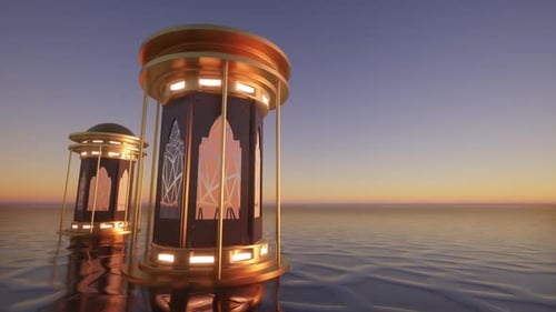 Elegant Golden Islamic Lanterns for Ramadan and Eid
