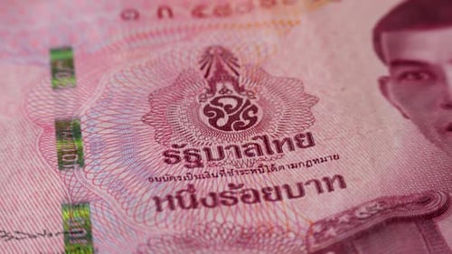 Close up of One Hundred Thai Baht Currency