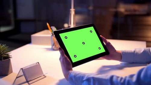 Businesswoman with Green Screen on Tablet Pc 25