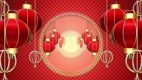 Animated Red and Gold Chinese New Year Lanterns Background