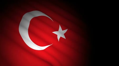 Realistic Waving Turkish Flag Animation with Fabric Texture and Shadows