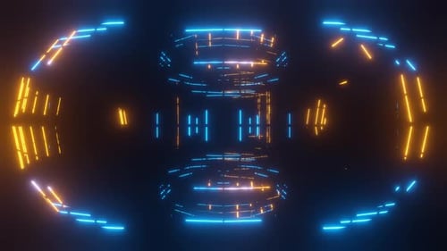 Dynamic Neon Glowing Lines Geometric Tunnel Background