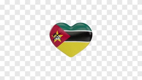 3D Glossy Mozambique Flag Heart Rotating Animation