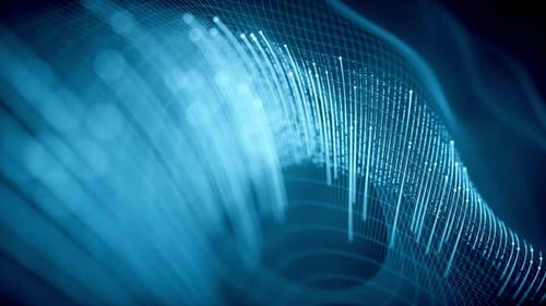 Cyberspace with glowing wave lines