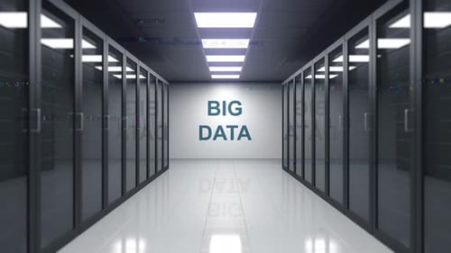 Futuristic Server Room Corridor Title Reveal Animation