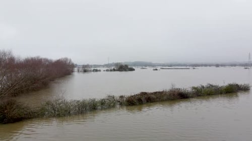 Aerial View of Flooding in the UK During the Winter Causing Devastation