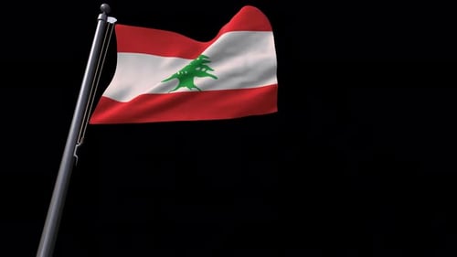 Lebanon Flag Waving Realistic Animation