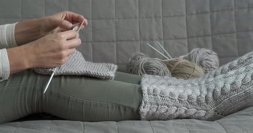 Having fun with knitting.