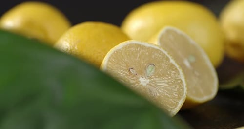 Close up of Yellow Lemons on Display