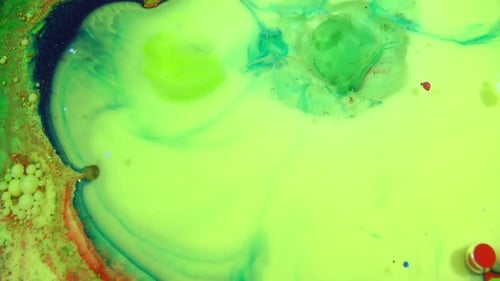 Colorful Abstract Composition of Liquids and Particles