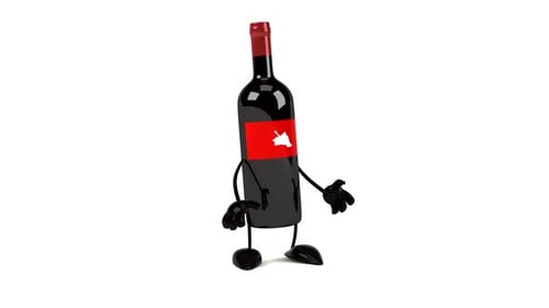 Animated 3D Red Wine Bottle Character Gestures and Walks