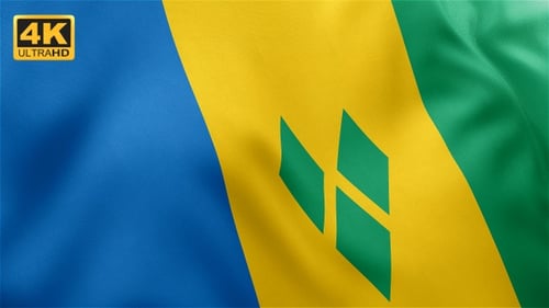 Waving Flag of Saint Vincent and the Grenadines Seamless Loop
