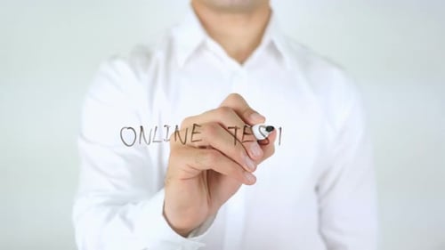 Writing 'Online Test' on Clear Surface