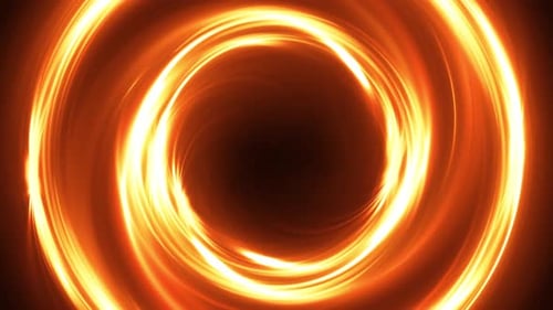 Abstract Rotating Neon Circle in Gold Color
