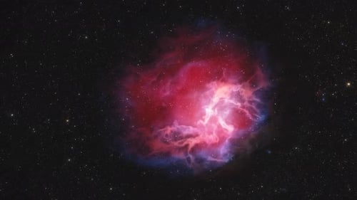 Vibrant Red Nebula Expanding in Starfield Deep Space