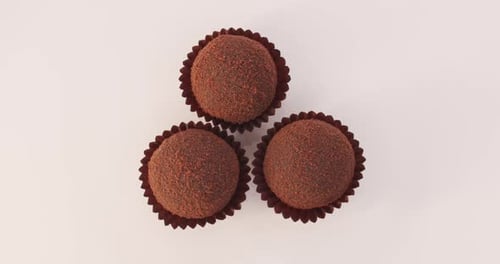Overhead Shot of Three Chocolate Truffles