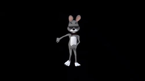 Dessin animé Lapin Gris Danse 8